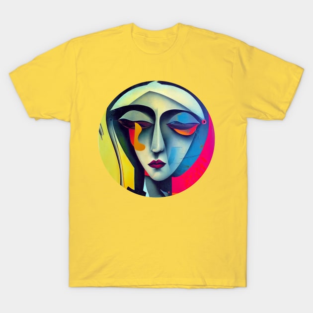 Woman's face in abstract figurative painting art T-Shirt by fachtali